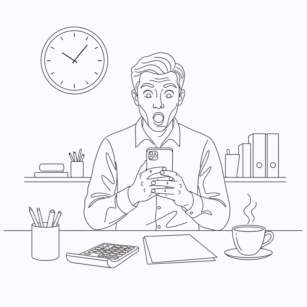 CA shocked and impressed after seeing client books on phone